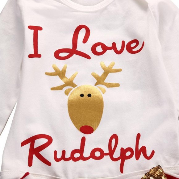 Rudolph Baby Girls Leg Warmer Christmas Outfit Set - Picture 2 of 2